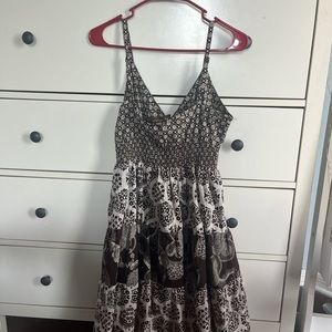 brown and white mid length dress Pickup only